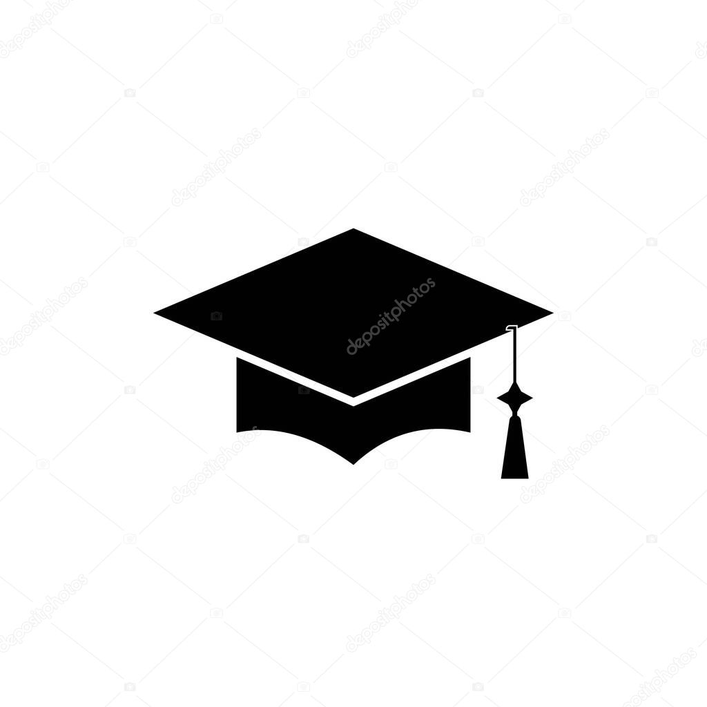 Graduation hat vector icon isolated on white background