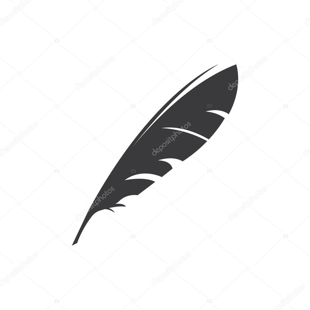 Quill feather pen signature logo design template illustration vector