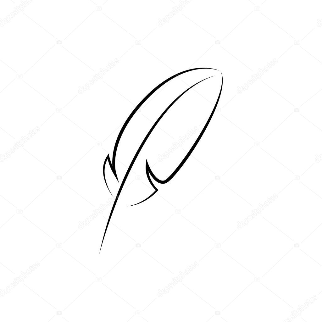Quill feather pen signature logo design template illustration vector