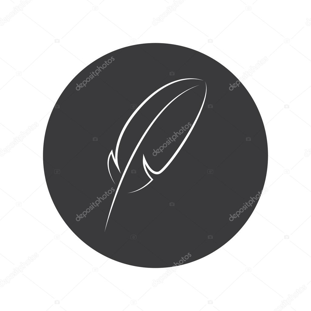 Quill feather pen signature logo design template illustration vector