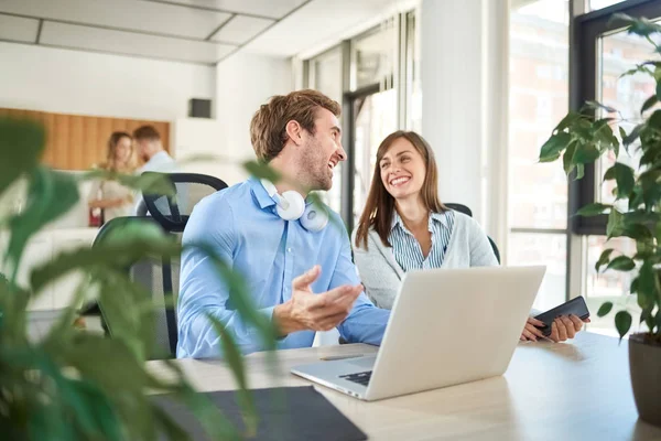 Duas Pessoas Start Office Trabalhando Juntas — Fotografia de Stock