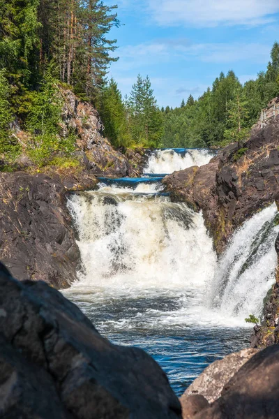 Kivach Falls Kivach Statligt Naturreservat Sommar Republiken Karelen Ryssland Royaltyfria Stockbilder