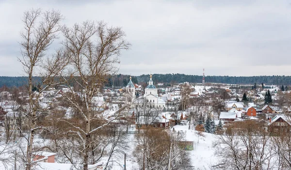Şehir Vereya ve kilise Epifani kışın, Naro-Fominsky District, Moskova Oblast, Rusya Federasyonu