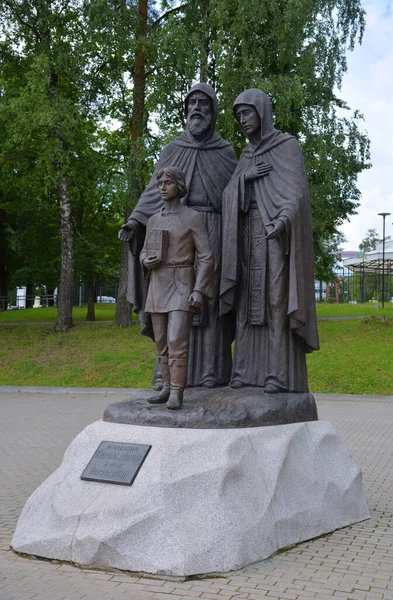 Monument Monks Cyril Mary Youth Bartholomew Khotkovo Sergiev Posad District — Stock Photo, Image