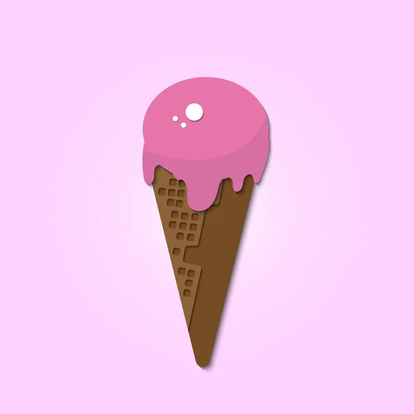 Délicieuse Crème Glacée Avec Une Illustration Vectorielle Cône Plaquette Chocolat — Image vectorielle