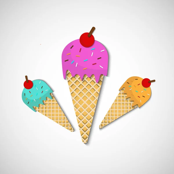 Délicieuse Cuillère Cône Crème Glacée Avec Illustration Vectorielle Billes Avec — Image vectorielle