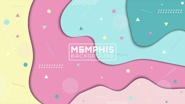 Moderno Memphis Con Fondo Color Pastel Aislado Pastel Vector Arte — Vector de stock