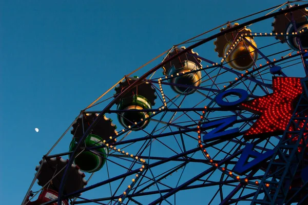 Nagy Kerék Giradabo Tibidabo Vidámparkban Barcelonában Katalóniában Spanyolország — Stock Fotó