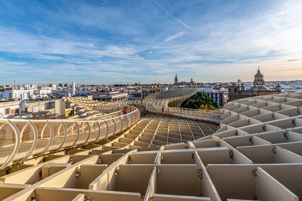 Sevilha Espanha Outubro 2019 Vista Metropol Parasol Sobre Cúpula Edifício — Fotografia de Stock