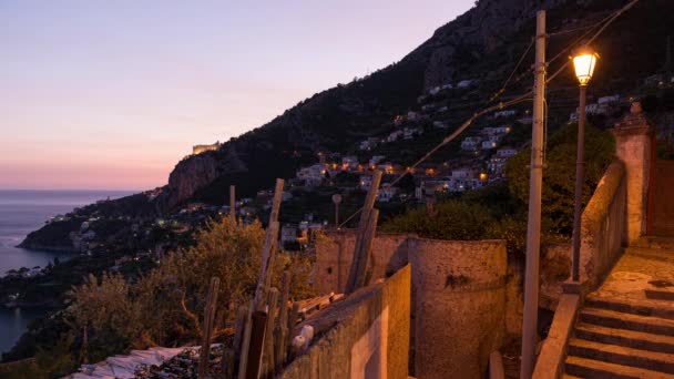 Amalfi Italia Video Lapso Tiempo Atardecer Costa Amalfi Con Una — Vídeos de Stock