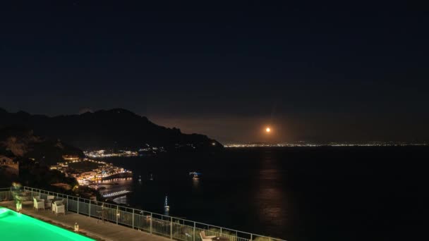 Amalfi Italia Timelaspe Video Luna Naciente Stras Costa Amalfitana Con — Vídeos de Stock