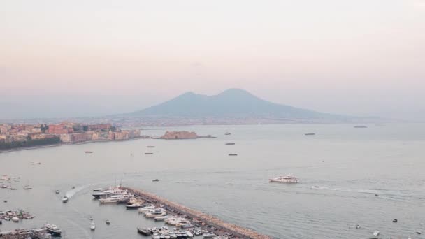 Napoli Talya Pazar Günü Güneş Batarken Posillipo Tepesinden Napoli Körfezi — Stok video