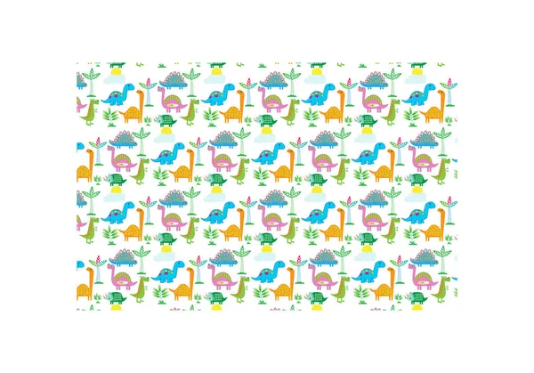 Seamless Dinosaurs Background Kindergarten Vector Ilustração —  Vetores de Stock