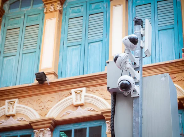 CCTV camera security in a city (security, safety, technology)
