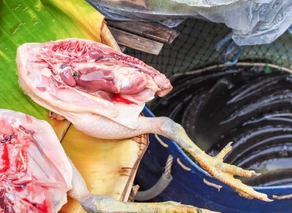 Verse Kip Met Een Organen Stedelijke Markt Verkocht Bangkok Thailand — Stockfoto