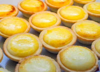 Tatlı Japon yumurta tart tatlı muhallebi pasta. Ev yapımı tatlı lezzetli tatlı yumurta tarts.