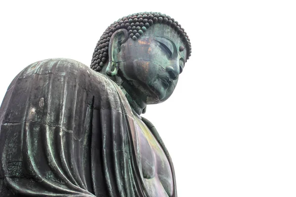 アミタバ ブッダの記念碑的なブロンズ像 白い背景に鎌倉大仏 — ストック写真