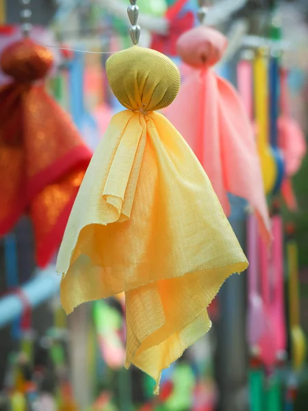 Gele Japanse Rain Doll Teru Teru Bozu Teriteribouzu Hangend Bidden — Stockfoto