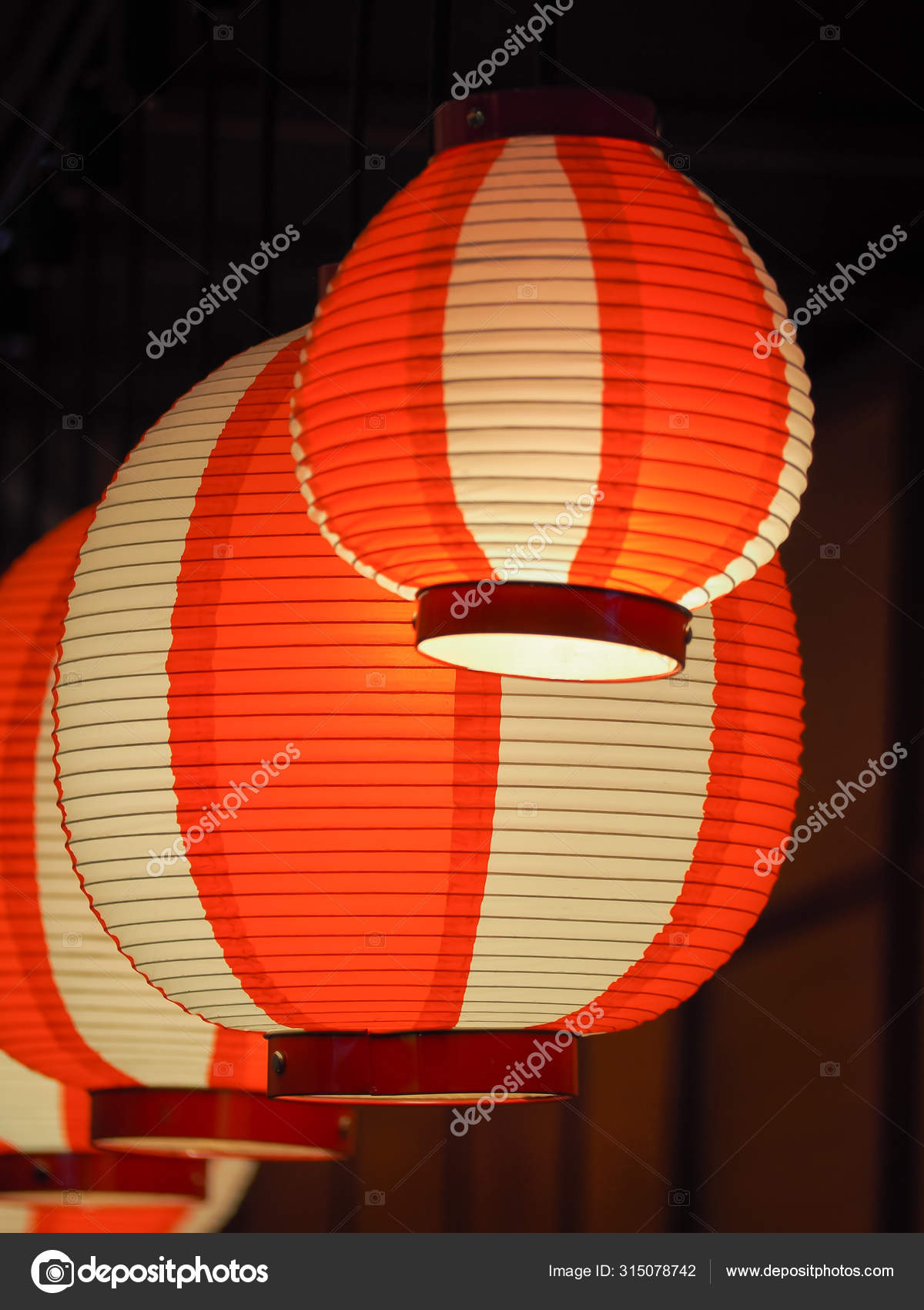 red and white lanterns