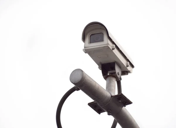 Antigua Cámara Seguridad Cctv Poste Alto Para Protección Pública Vigilancia — Foto de Stock