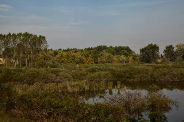 Torfowiska Jesienią Rano Widziane Góry — Zdjęcie stockowe