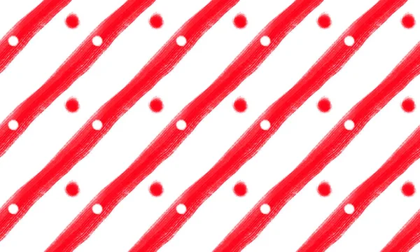 Безшовний Смугастий Святковий Червоно Білий Фон Діагональними Смугами Крапками Намальованими — стокове фото
