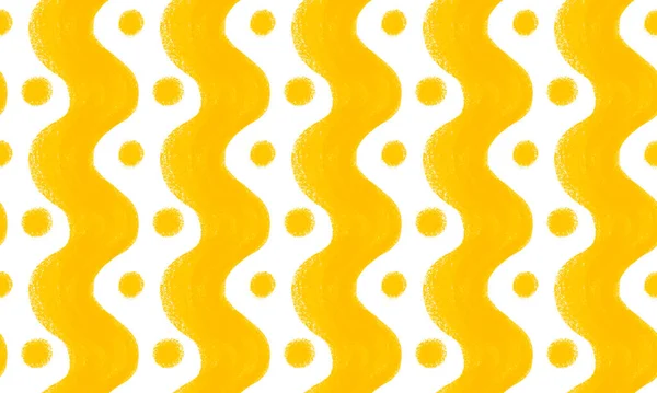 Naadloze Met Hand Getekende Gele Witte Achtergrond Met Zigzag Stippen — Stockfoto