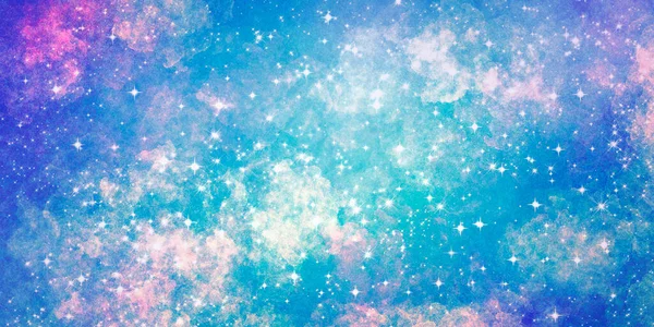 Space Grunge Blauer Abstrakter Hintergrund Mit Vielen Sternen Glitzern Und — Stockfoto