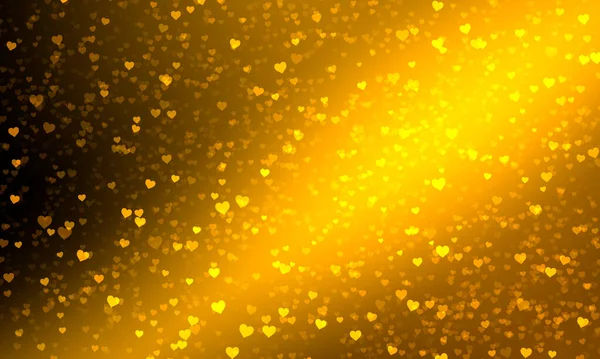 Yellow Abstract Romantic Bright Festive Light Background Many Hearts Sparkling — стоковое фото