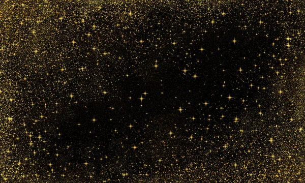 Черный Абстрактный Фантастический Праздничный Фон Роскоши Золотом Рассеяния Звезды Блеск — стоковое фото