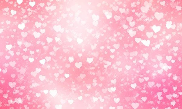 Romantico Sfondo Astratto Rosa Bianco Con Molti Cuori Caoticamente Sparsi — Foto Stock