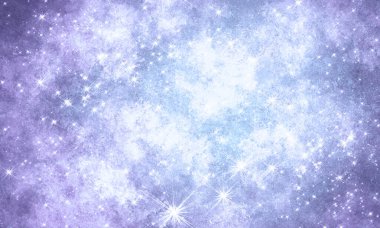 Kozmik derin ışık, birçok yıldız, kıvılcım, bulut ve takımyıldızı ile dolu doymuş mavi parlak arka plan. Grunge arkaplanı