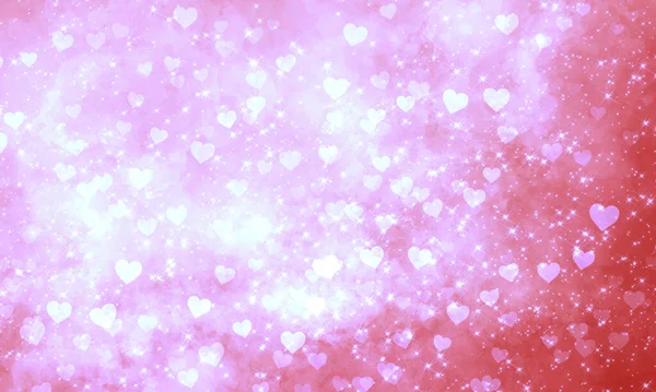 Святковий Магічний Сяючий Червоно Білий Магічний Ігристий Фон Безліччю Сердець — стокове фото