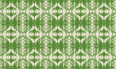 Eski usul yeşil yapraklı, pürüzsüz tekrar eden desen. Basit resim tekniği, arka plan için basit ilkel şirin desenler.
