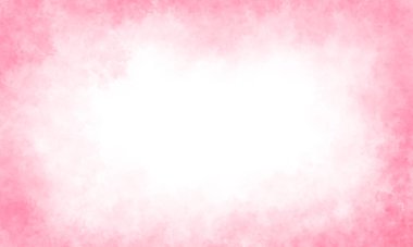 Şirin, tek renkli pembe, romantik suluboya arkaplan çerçevesi şeklinde, boya karışımı, beyaz merkez, yazı için yer. Tebrik kartı, davetiye kartı, Sevgililer Günü bayrağı, Noel, düğün, doğum günü, Anneler Günü