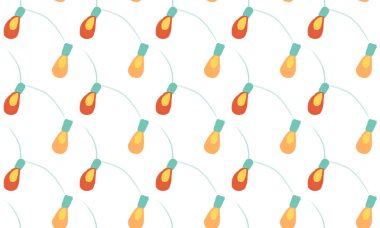Çelenklerle, sarı ve kırmızı ampullerle kusursuz, tekrarlayan neşeli neşeli telefon. Basit ilkel ışık çizimi. köşegen çizgiler.