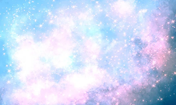 Light Space Blue Multicolor Space Glittering Background Many Stars Sparks — Stock Photo, Image