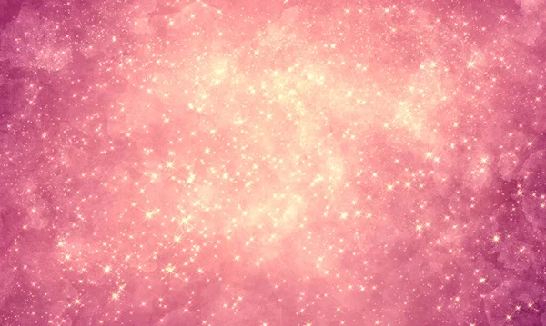 Ünnepi Varázslatos Ragyogó Rózsaszín Háttér Sok Csillag Űrben Sötét Foltok — Stock Fotó