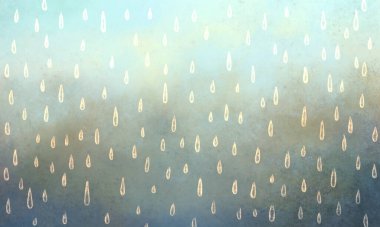 Elle çizilmiş, mavi ve turuncu gölgeli, şık yağmurlu arka plan. soyut grunge arkaplanı üzerine hafif desenli hafif yağmur damlaları çizdi