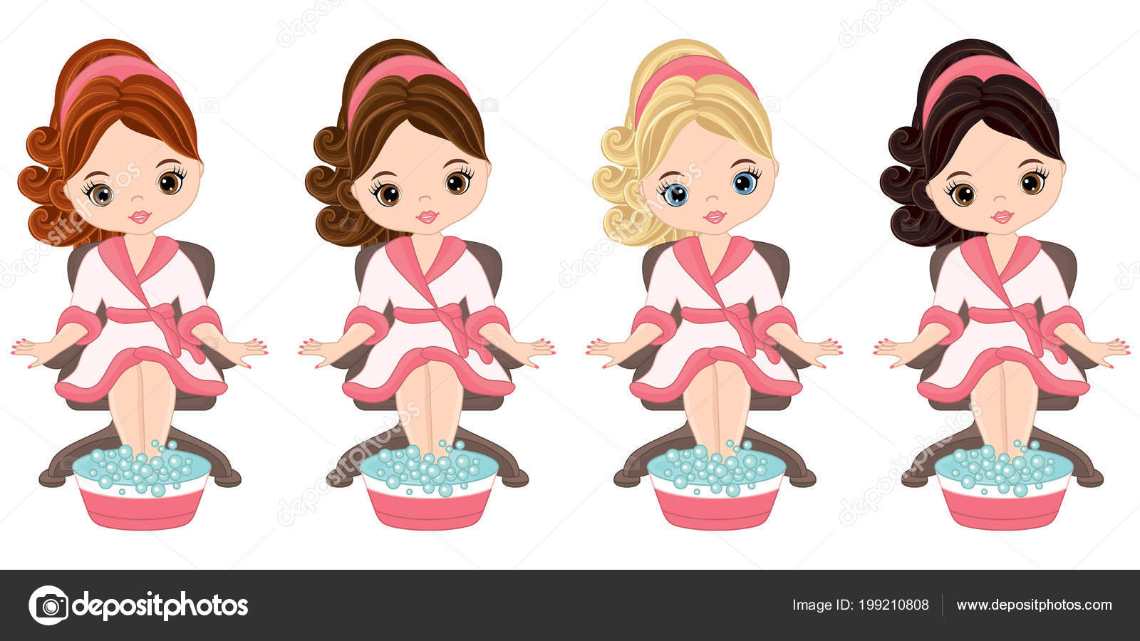 Young Girls Doing Pedicure In Spa Salon