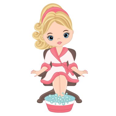 Vektör Pedikür Spa salonda yapıyor güzel genç kız
