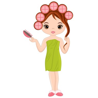 Vektör Spa tedavisi alan güzel genç kız