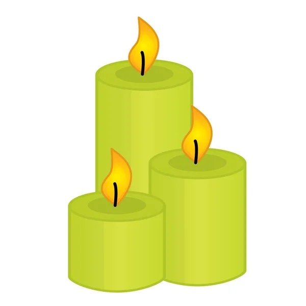 Ensemble vectoriel de bougies allumées — Image vectorielle