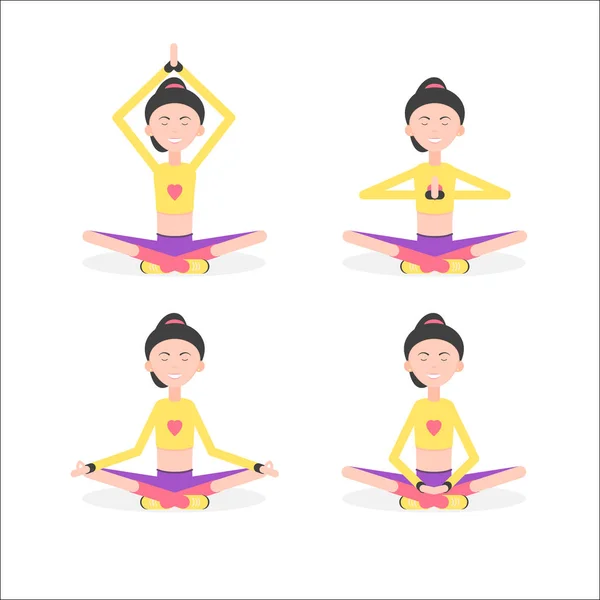 Meditatie set vrouw — Stockvector