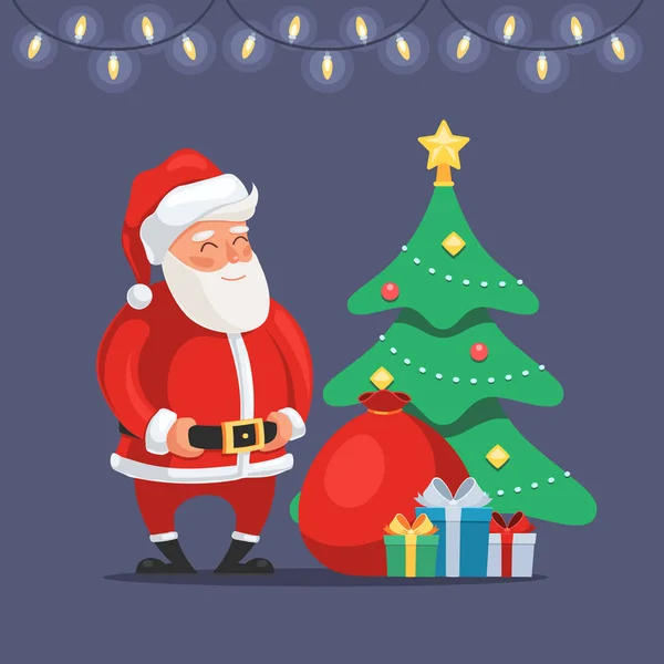 Άγιος Βασίλης με χριστουγεννιάτικο δέντρο — Διανυσματικό Αρχείο