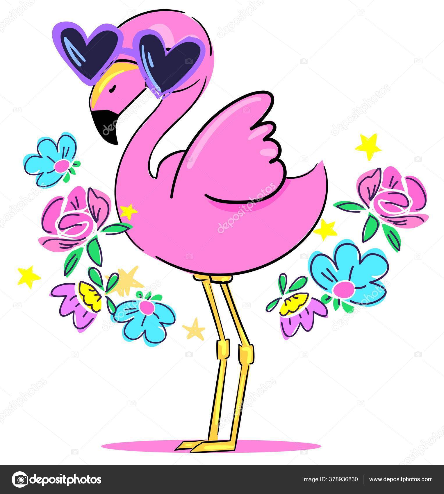 グラスと花でピンクフラミンゴ デザインプリント イラスト ストックベクター C Alsoush グラスと花でピンクフラミンゴ デザインプリント イラスト ストックベクター C Alsoush