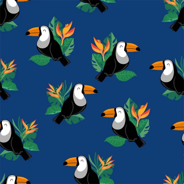 Seamless Pattern Toucan bird. Exotic bird background. Textile print. Vector illustration