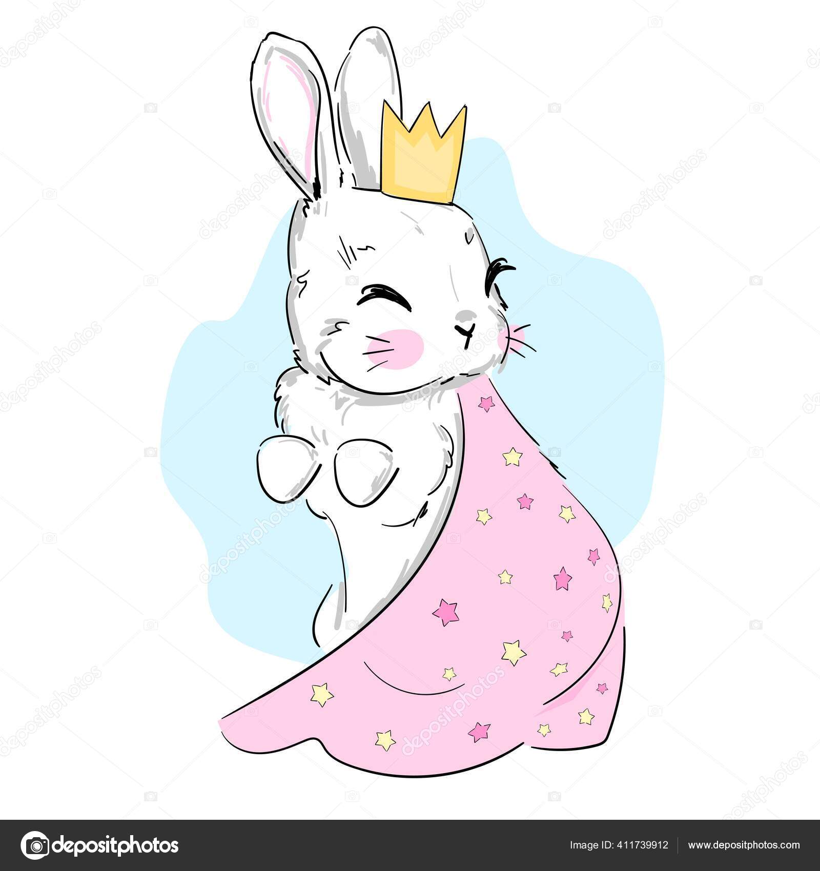 手描きかわいいウサギで冠とマントルで星姫子供ウサギのための印刷ベクトル ストックベクター C Alsoush 手描きかわいいウサギで冠とマントルで星姫子供ウサギのための印刷ベクトル ストックベクター C Alsoush