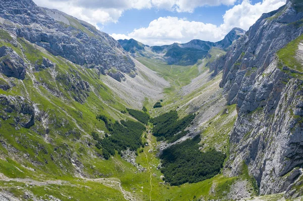 Aerial View Valley Crossed Path Mountain Area Gran Sasso Italy — Stock Photo, Image