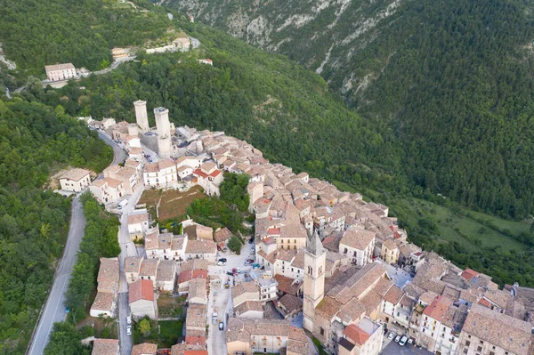 Вид Средневековый Замок Пачино Дуомо Горном Массиве Маджелла Abruzzo Italy — стоковое фото